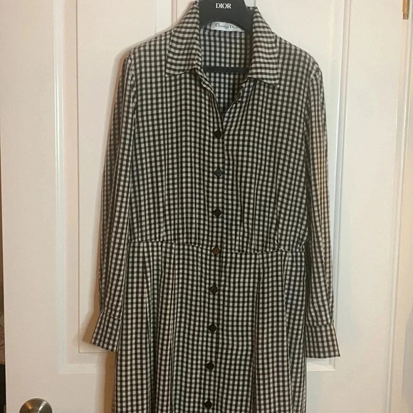 CHRISTIAN DIOR perfect condition black and white gingham silk dress size US 10 - Picture 4 of 13